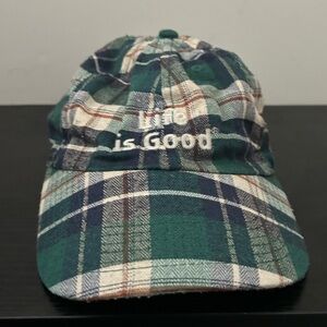 Life Is Good green flannel cap